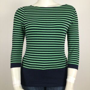 👛 (ANY 2/30) CHAPS Blue/Green Horizontal Stripe Pullover|3/4 Sleeves. See Video